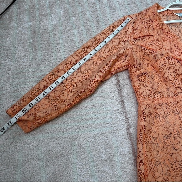 Vintage 60's Sears Sherbet Peach Orange Lace Peignoir Duster Jacket SZ Large/XL - Picture 11 of 11